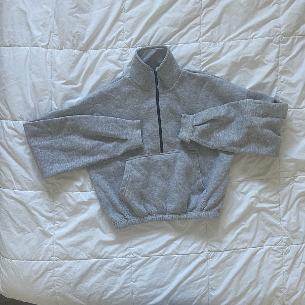Gray PrettyLittleThing Quarter-Zip Pullover
